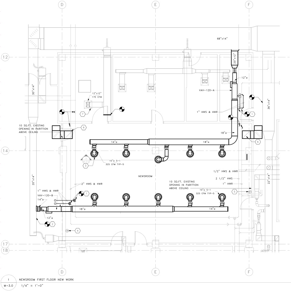 Plan view of supply air ductwork design.